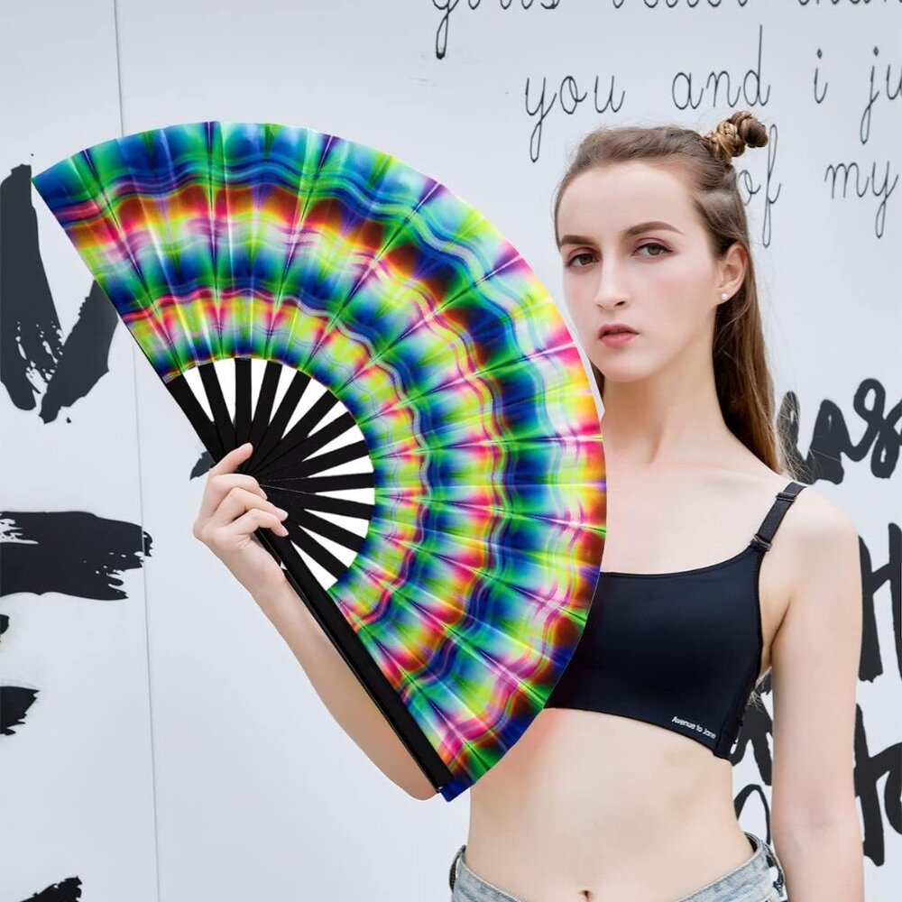 Rave Folding Hand Fan Popping Fans for Line Dancing, Large Clacking Fans Clap Fa - Picture 5 of 6